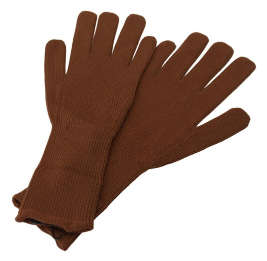 Dolce & Gabbana Brown Cashmere Knitted Hands Mitten Mens Gloves
