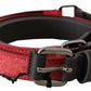 Costume National Red Brown Leather Silver Logo Buckle Waist Belt