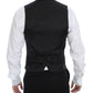 Dolce & Gabbana Black Striped Stretch Dress Vest Gilet