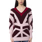 BYBLOS Burgundy Oversized Wool V-Neck Sweater